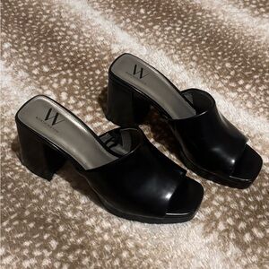 Worthington Black Open-Toe Mules